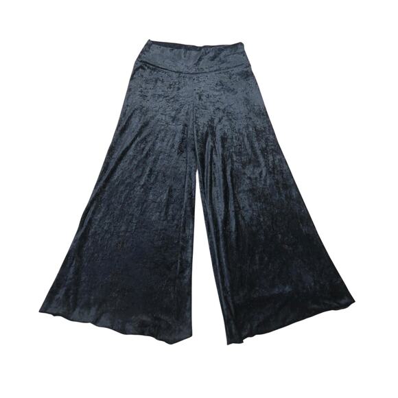 Vintage 90s Silver Wear Black Velvet High Rise Wide Flare Leg Palazzo Pants M - Picture 1 of 5